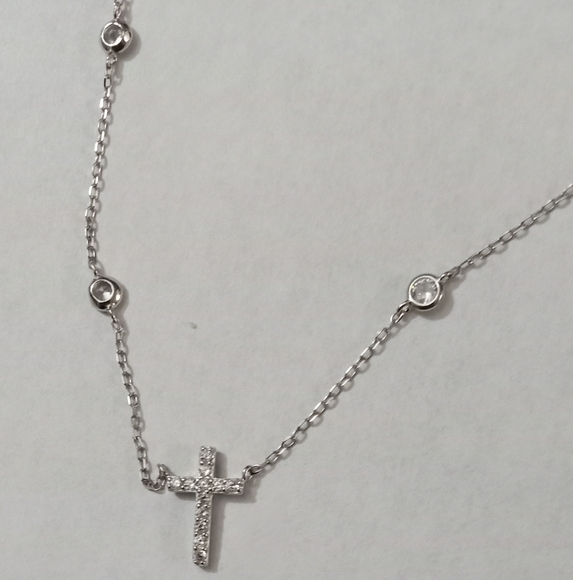 Isabella M. Sterling Silver & Bezel CZ Cross Necklace & Pendant Set - Picture 3 of 15